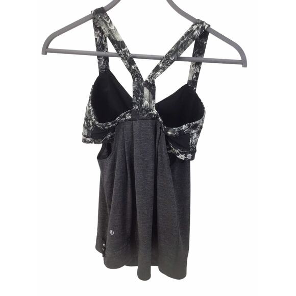 Lululemon Tank Top Attached Sports Bra Gray Black Women’s Size 6 - Picture 2 of 10